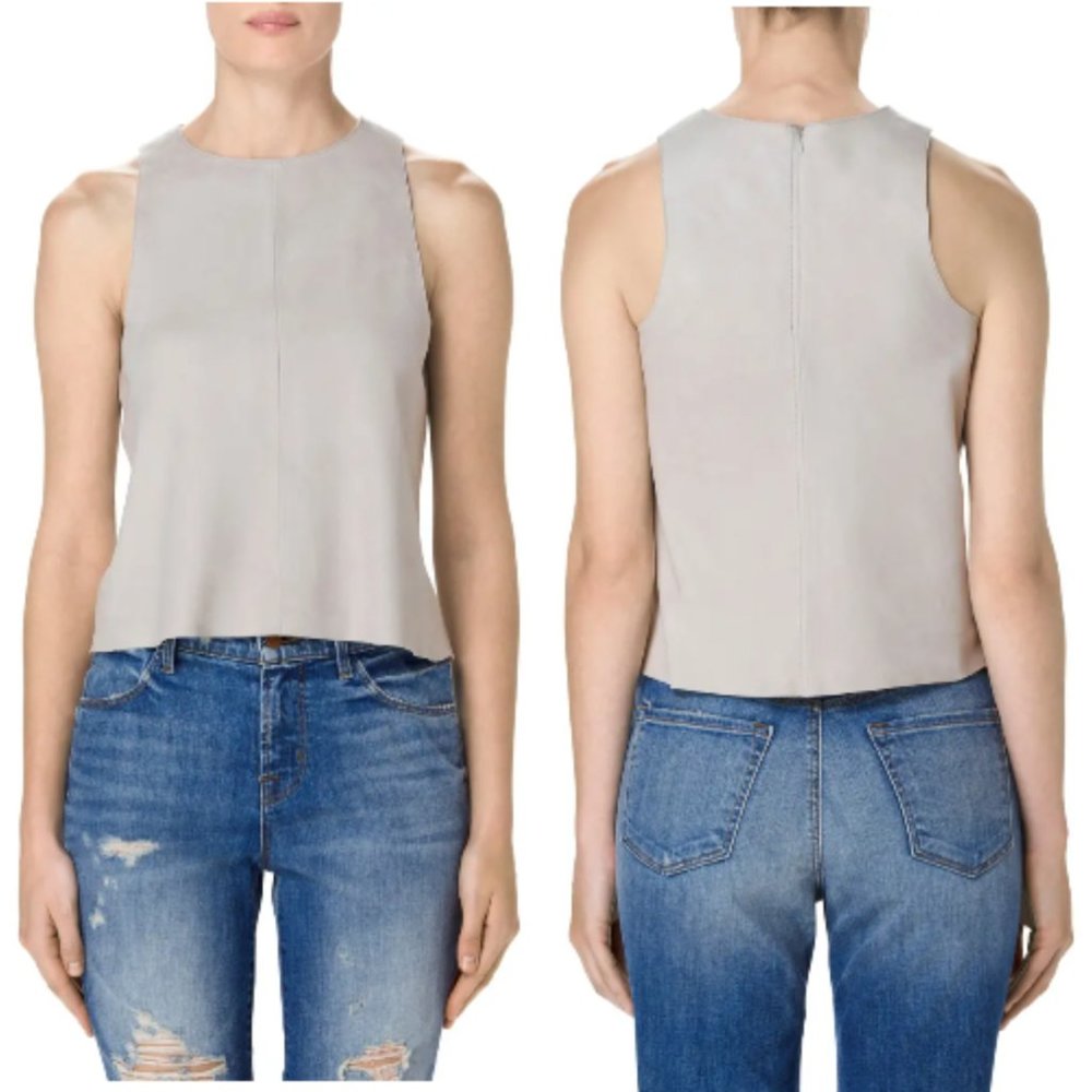 New $498 J BRAND 100% Lamb Suede Leather crop top - Picture 7 of 14